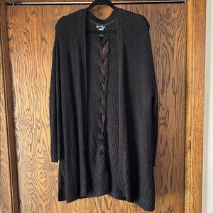 Elegant Black Open-Knit Cardigan